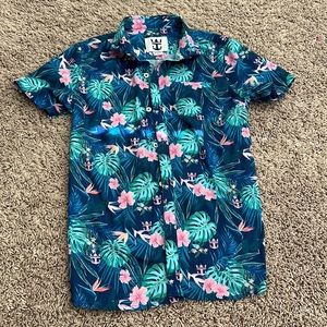 Boys M 8/10 Royal Caribbean Hawaiian shirt anchor print RC onboard gift shop
